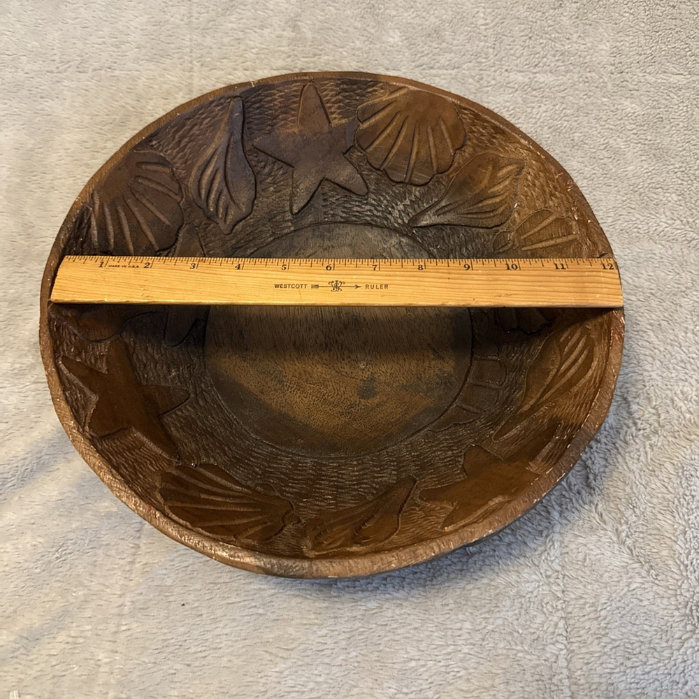 Pottery Barn Wooden Bowl Coastal Luxury Beach Style Natural Boho - Picture 3 of 7